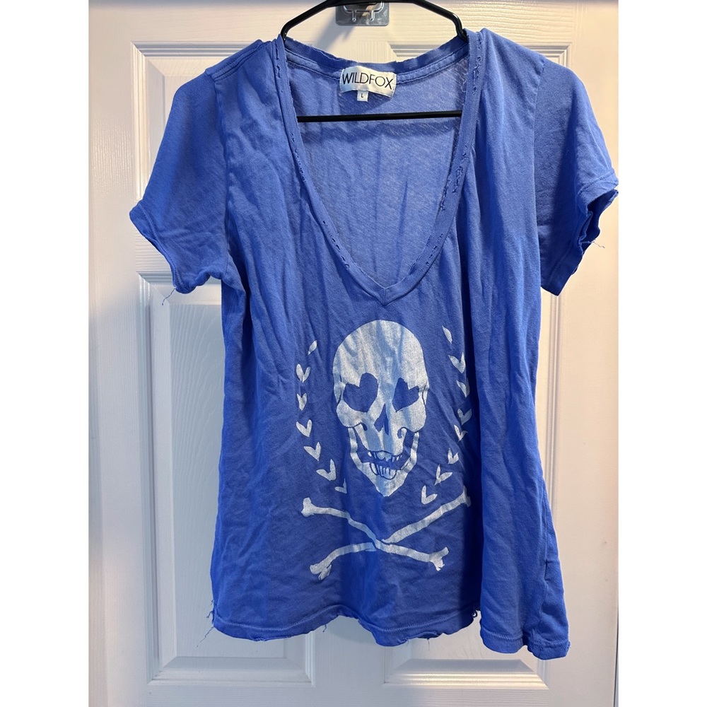 Wildfox V Neck Skull Tee